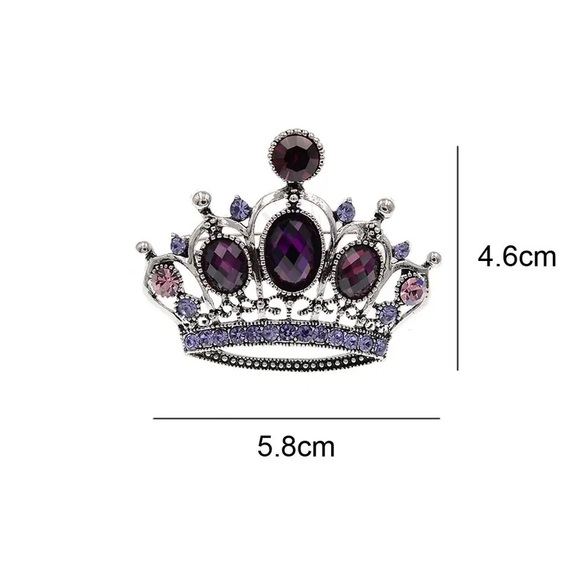 PURPLE CHRYSTAL CROWN BROOCH / PIN - Picture 6 of 6